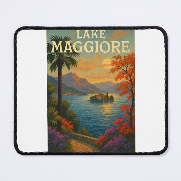 Item preview, Lake Maggiore, Italy – Sunset View with Isola Bella and Palm Framing designed and sold by Aryabek.