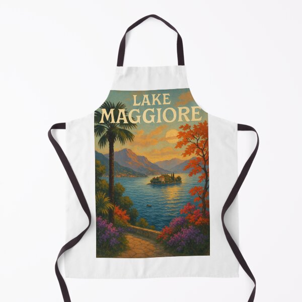Item preview, Lake Maggiore, Italy – Sunset View with Isola Bella and Palm Framing designed and sold by Aryabek.