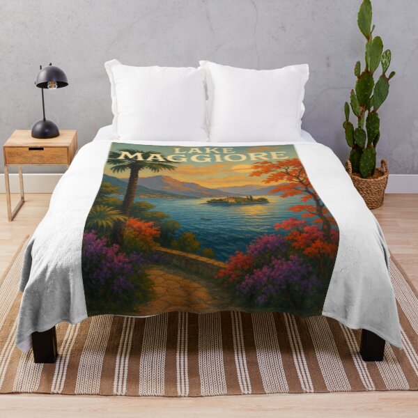 Item preview,  Lake Maggiore, Italy – Sunset View with Isola Bella and Palm Framing designed and sold by Aryabek.