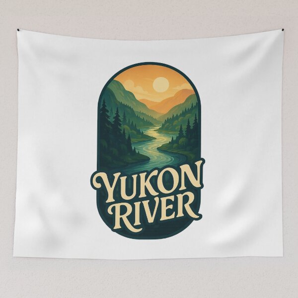 Item preview,  Yukon River, Canada – Winding River at Sunset Through Boreal Forest designed and sold by Aryabek.