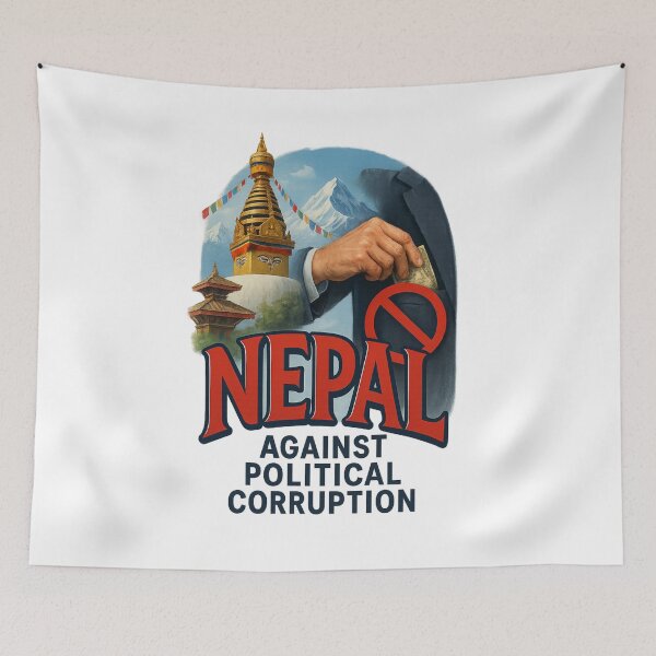 Item preview,  Nepal Against Political Corruption – Stupa and Himalayan Protest Imagery designed and sold by Aryabek.