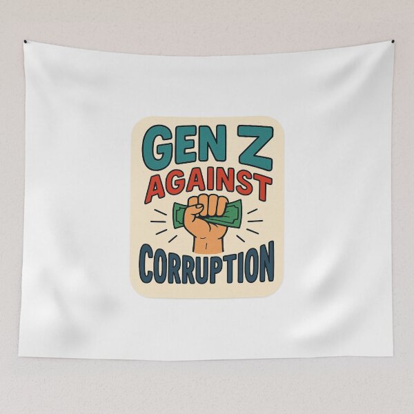 Item preview,  Gen Z Against Corruption – Raised Fist Protest with Bribery Symbol designed and sold by Aryabek.