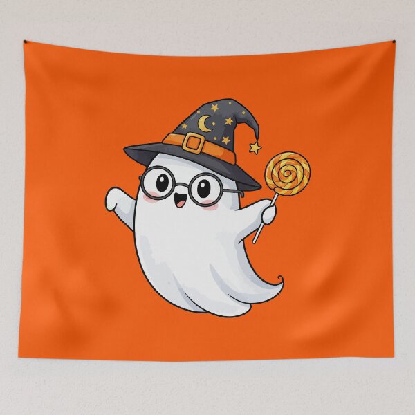 Item preview, Cute Ghost with Glasses and Lollipop designed and sold by brexastore.