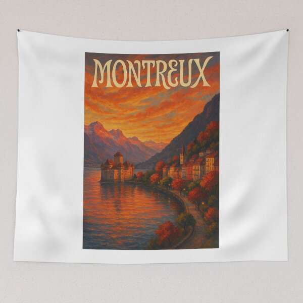 Item preview,  Montreux, Switzerland – Château de Chillon and Lake Geneva at Sunset designed and sold by Aryabek.