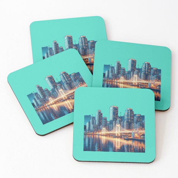Item preview,   Busan Haeundae Skyline with North Harbor Bridge 3D Cute Sketch,   designed and sold by PaintMeWorld.