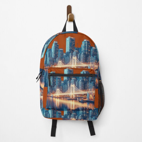 Item preview, Busan Haeundae Skyline with North Harbor Bridge 3D Cute Sketch, designed and sold by PaintMeWorld.