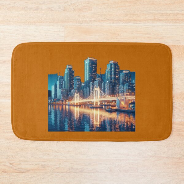 Item preview,   Busan Haeundae Skyline with North Harbor Bridge 3D Cute Sketch,   designed and sold by PaintMeWorld.