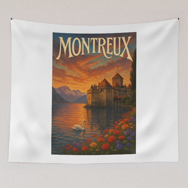 Item preview,  Montreux, Switzerland – Chillon Castle and Swan on Lake Geneva designed and sold by Aryabek.