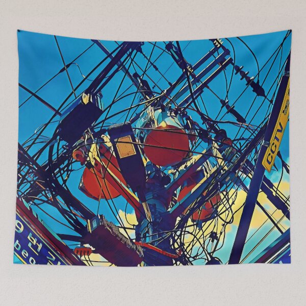 Item preview, Urban Power Lines Art - Industrial City Landscape Design designed and sold by noolook.