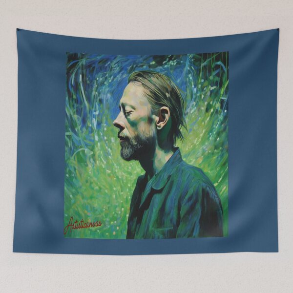 Item preview, "Thom Yorke: Ethereal Performance in Blue and Green Lights" designed and sold by Artisticanvas.