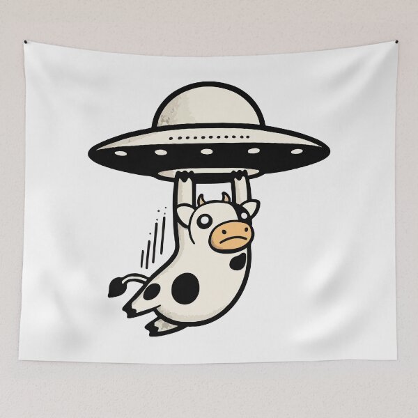 Item preview, Cow Abducted by UFO in Fun Style designed and sold by Yokai-Infinity.