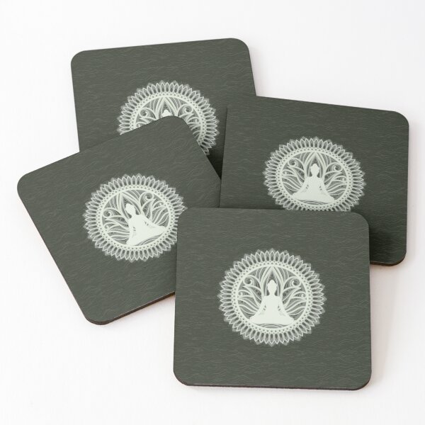Item preview, Green Gray White Buddha Lotus Flower Mandala  designed and sold by TackyTime.