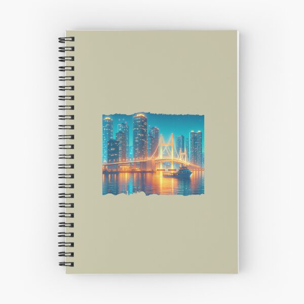 Item preview,  Busan Haeundae Skyline with North Harbor Bridge 3D Cute Sketch,   designed and sold by PaintMeWorld.