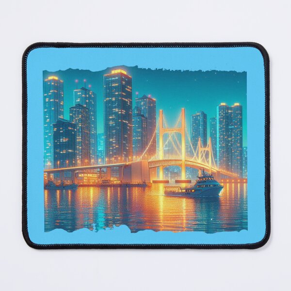 Item preview,  Busan Haeundae Skyline with North Harbor Bridge 3D Cute Sketch,   designed and sold by PaintMeWorld.