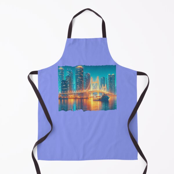 Item preview, Busan Haeundae Skyline with North Harbor Bridge 3D Cute Sketch, designed and sold by PaintMeWorld.