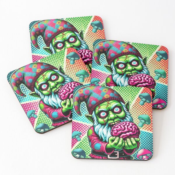 Item preview, Psychedelic zombie gnome holding a brain designed and sold by ImagineCorner.