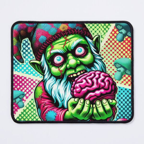 Item preview, Psychedelic zombie gnome holding a brain designed and sold by ImagineCorner.