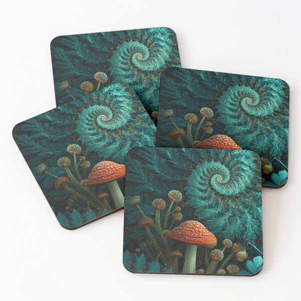 Item preview, Funghi and Fern Leaves Mystical Nature designed and sold by scicilysimonee.