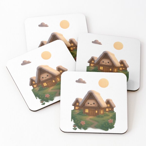 Item preview, Cute Snowy Gassho-Zukuri Thatched Roof Cottages | Kawaii Japanese Cottagecore Art designed and sold by Moons Studio.