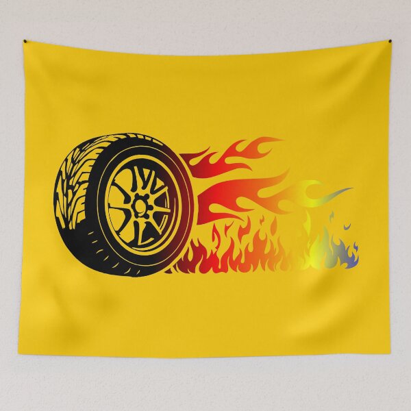 Item preview, WHEEL ON FIRE (#FFCC00) designed and sold by Marlon Oseguera.