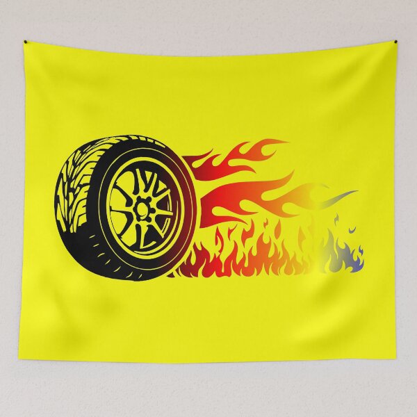 Item preview, WHEEL ON FIRE (#FFFF00) designed and sold by Marlon Oseguera.