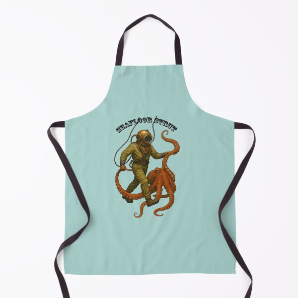 Item preview, Vintage Diver with Diving Helmet Walking an Octopus on the Seafloor designed and sold by urmaddad.
