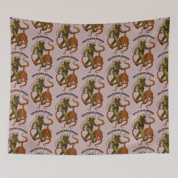 Item preview, Vintage Diver with Diving Helmet Walking an Octopus on the Seafloor designed and sold by urmaddad.