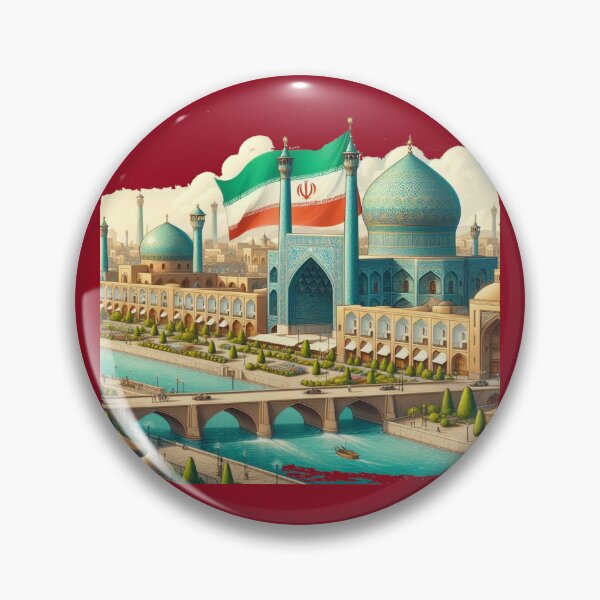 Item preview,  Isfahan Persia Golden Age Cityscape 3D Cute Sketch with Iranian Flag, designed and sold by PaintMeWorld.