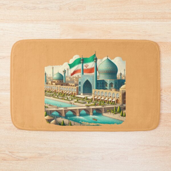 Item preview,  Isfahan Persia Golden Age Cityscape 3D Cute Sketch with Iranian Flag, designed and sold by PaintMeWorld.