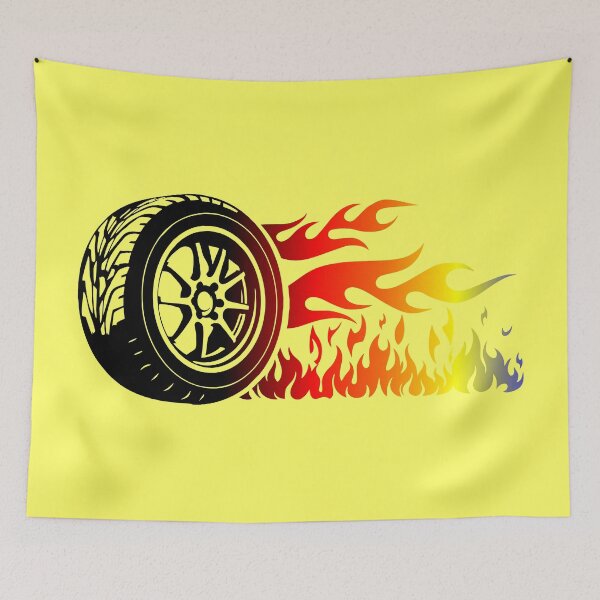 Item preview, WHEEL ON FIRE (#FFFF66) designed and sold by Marlon Oseguera.