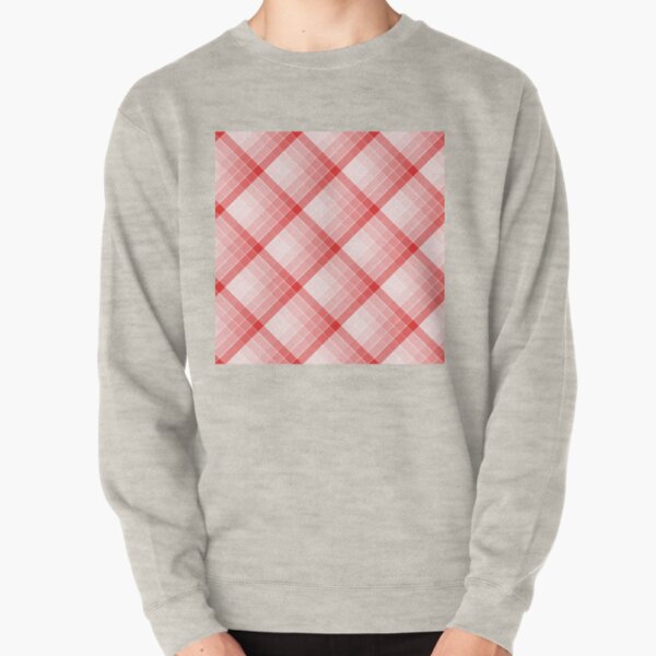 Red Geometric Squares Diagonal Check Tablecloth Pullover Sweatshirt