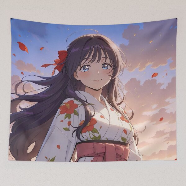 Item preview, Fragrant Kaoruko Waguri Sunset Yukata Anime Girl Waifu Serenity designed and sold by HumbertoValveno.