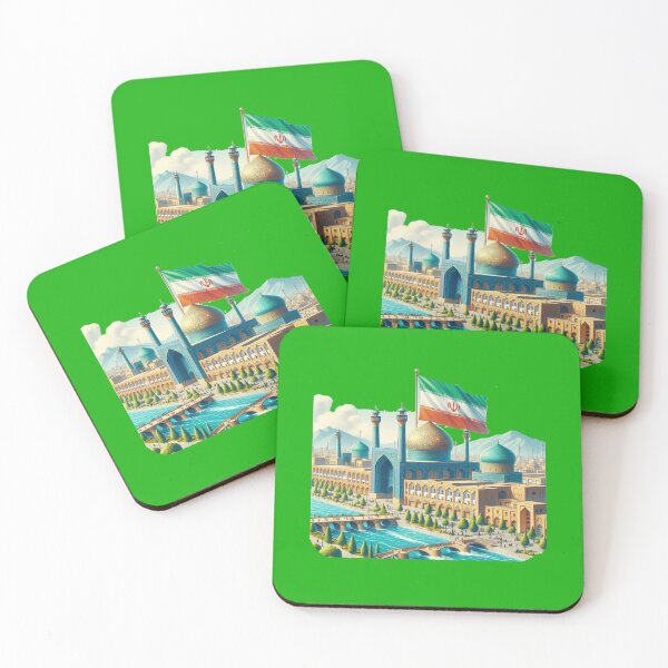Item preview, Isfahan Persia Golden Age Cityscape 3D Cute Sketch with Iranian Flag, designed and sold by PaintMeWorld.