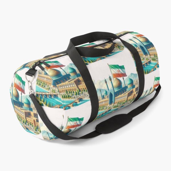 Item preview, Isfahan Persia Golden Age Cityscape 3D Cute Sketch with Iranian Flag, designed and sold by PaintMeWorld.