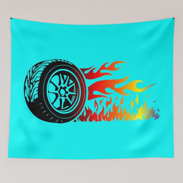 Item preview, WHEEL ON FIRE (#00FFFF) designed and sold by Marlon Oseguera.