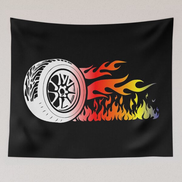 Item preview, WHEEL ON FIRE (BLACK) designed and sold by Marlon Oseguera.