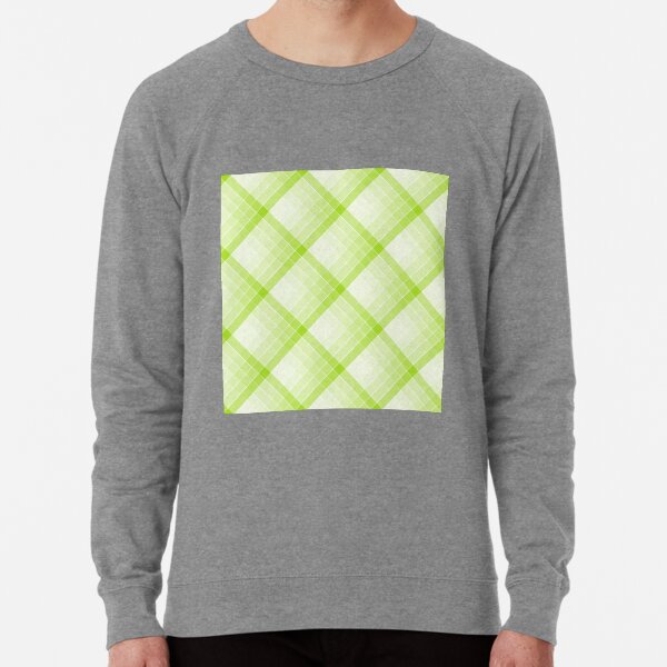 Lime Green Geometric Squares Diagonal Check Tablecloth Lightweight Sweatshirt