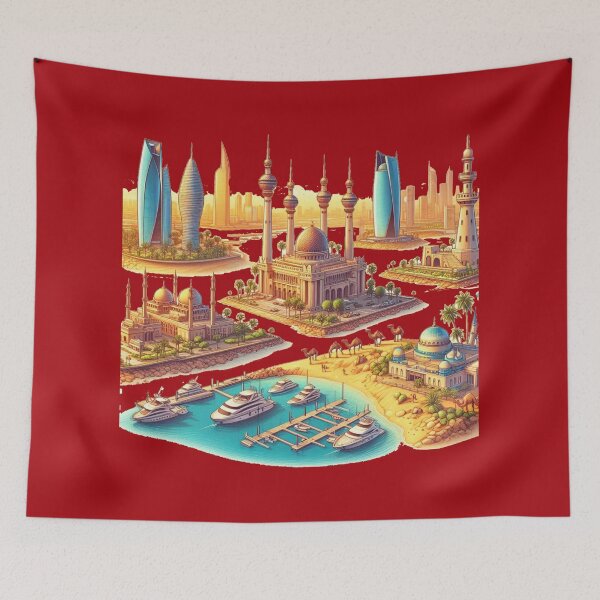 Item preview, Kuwait Landmarks & Scenery 3D Cute Sketch Collection” designed and sold by PaintMeWorld.