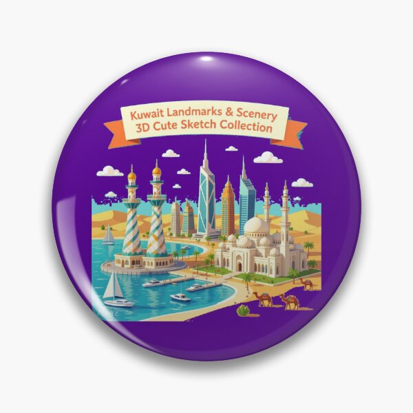 Item preview, Kuwait Landmarks & Scenery 3D Cute Sketch Collection” designed and sold by PaintMeWorld.