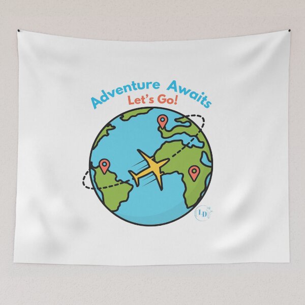 Item preview, Adventure Awaits! Let’s Go – Travel Quote T-Shirt with Globe & Airplane Design | Wanderlust Tee for Travel Lovers & Explorers designed and sold by LILURA07 - Designs By Lily .