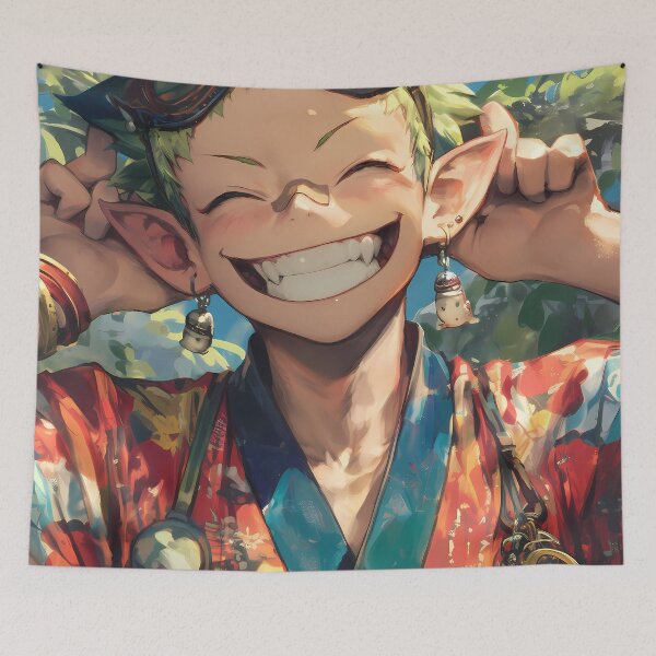Item preview, Amaimon Blue Exorcist Happy Elf Boy Colorful Kimono Anime Style designed and sold by HumbertoValveno.