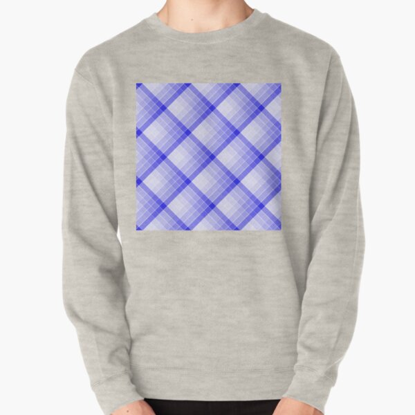 Navy Blue Geometric Squares Diagonal Check Tablecloth Pullover Sweatshirt