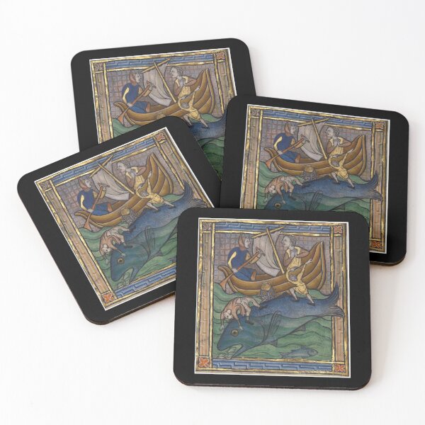 Item preview, Medieval Fishermen and the Giant Fish – Illuminated Manuscript Art designed and sold by EmersionPrints.