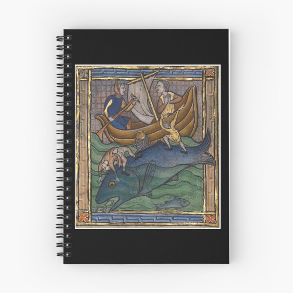 Item preview, Medieval Fishermen and the Giant Fish – Illuminated Manuscript Art designed and sold by EmersionPrints.