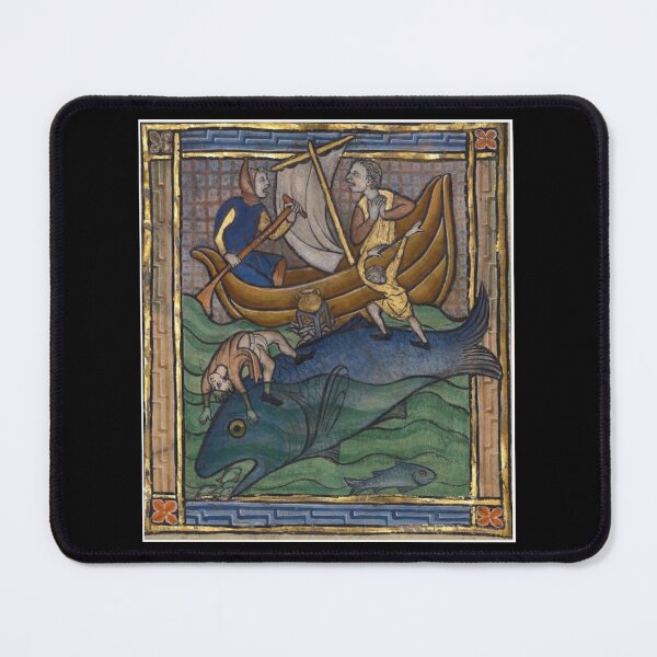 Item preview, Medieval Fishermen and the Giant Fish – Illuminated Manuscript Art designed and sold by EmersionPrints.