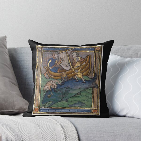 Item preview, Medieval Fishermen and the Giant Fish – Illuminated Manuscript Art designed and sold by EmersionPrints.