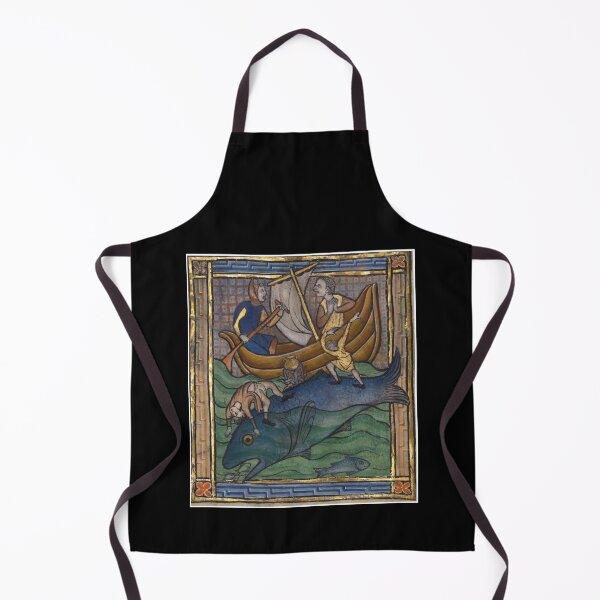 Item preview, Medieval Fishermen and the Giant Fish – Illuminated Manuscript Art designed and sold by EmersionPrints.