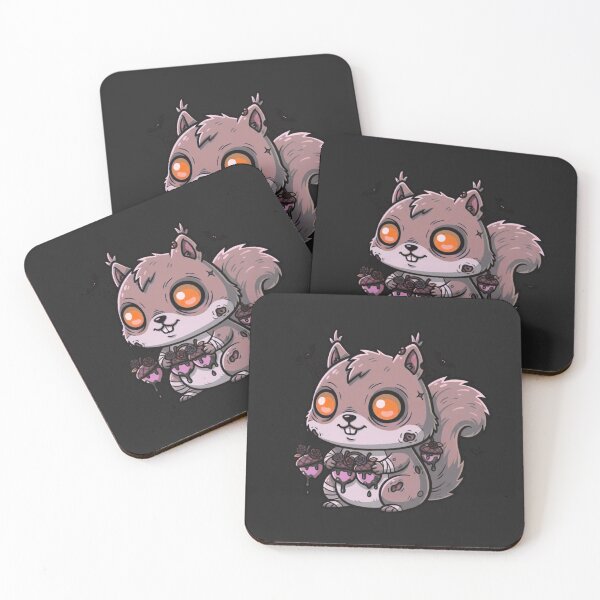 Item preview, Cute Zombie Squirrel Halloween Chibi with Roses Funny Design designed and sold by ColorSplash123.