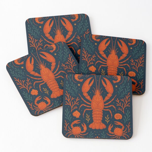 Item preview, Ornate Lobster with Marine Creatures designed and sold by FLATVAC STICKER.