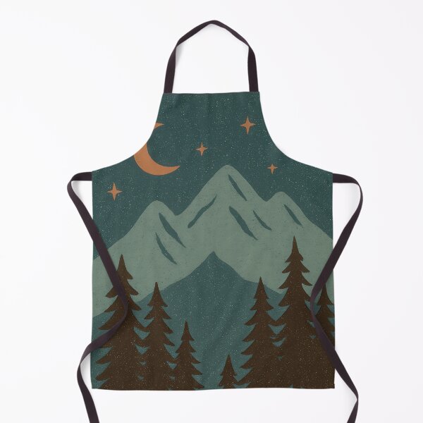 Item preview, Retro Mountain Night – Crescent Moon and Pine Forest Outdoor Illustration designed and sold by NoctaHike.